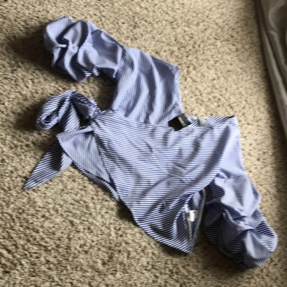 Blue and white blouse
